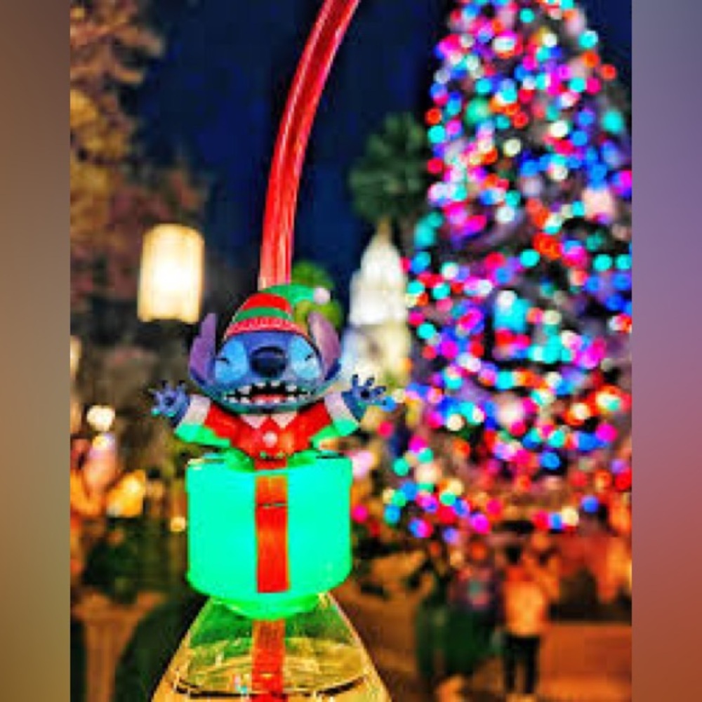 Disneyland Holiday Stitch Bottle Topper With Straw Holiday 2024 New Disney Parks